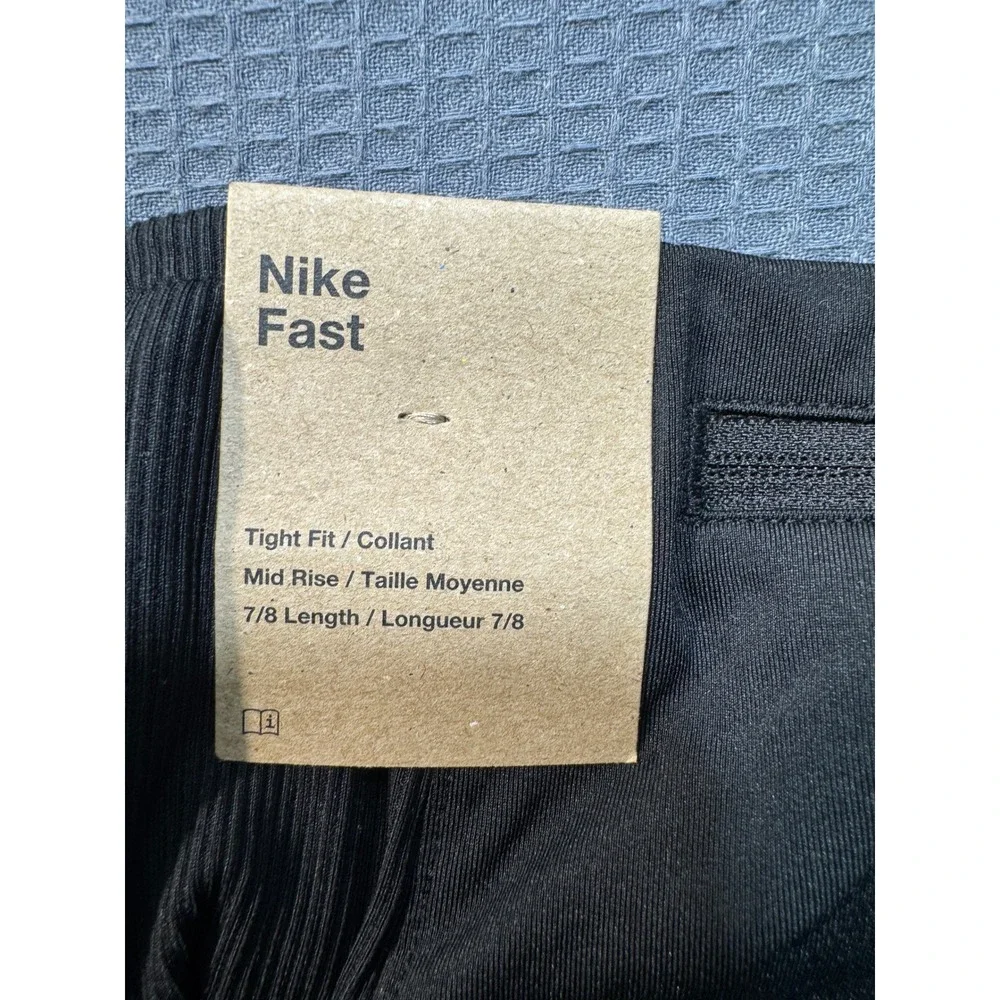 Nike Air Fast Leggings Womens Xs Black 7/8 Tight Fit Mid Rise
